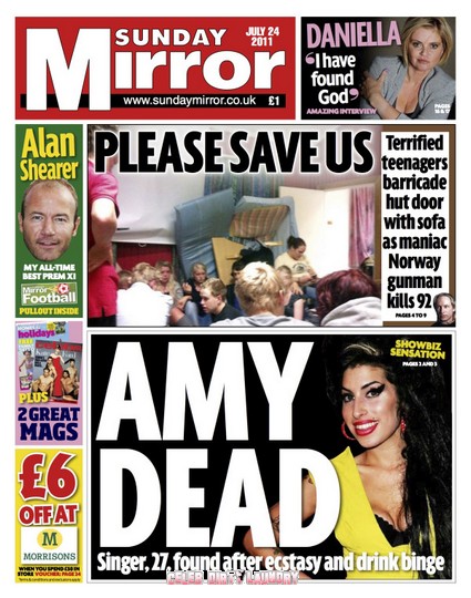 Sunday Mirror: Amy Winehouse’s Death Caused By Ecstasy & Drink Binge