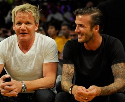 Gordon Ramsay Helps David Beckham Celebrate His Birthday At Staples Center