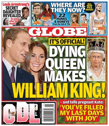 GLOBE: Kate Middleton’s Pregnancy and Baby Cause Dying Queen Elizabeth To Make Prince William King – Official Decision! (Photo)