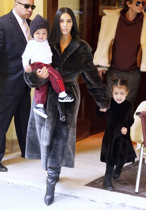 Kim Kardashian Parades Children on Shopping Trip: North West Still Looks Grumpy