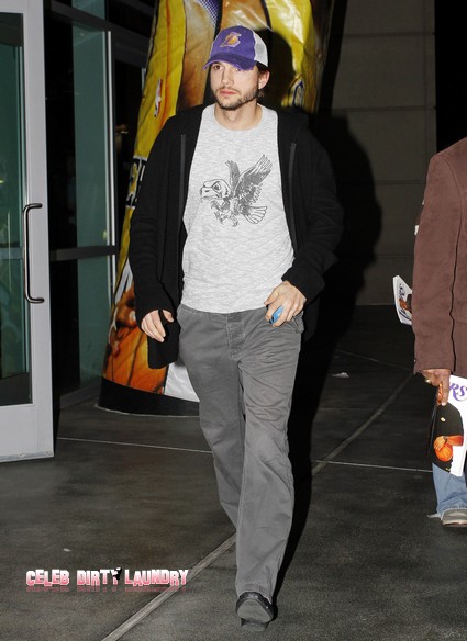 Ashton Kutcher Plays Tag With Lorene Scafaria While Demi Moore Still Too Skinny