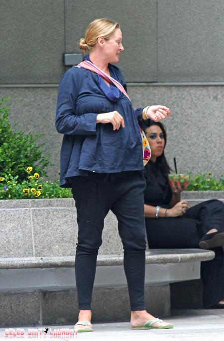 Action Star Uma Thurman Flaunts Massive Baby Bump For World To See! (Photo)