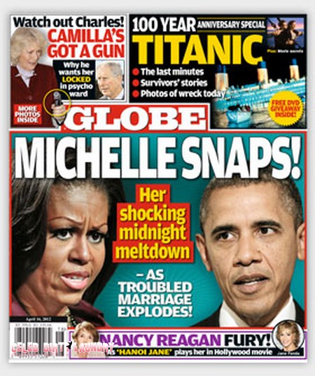 Globe Magazine: Michelle Obama Snaps As Her Troubled Marriage Explodes (Photo)