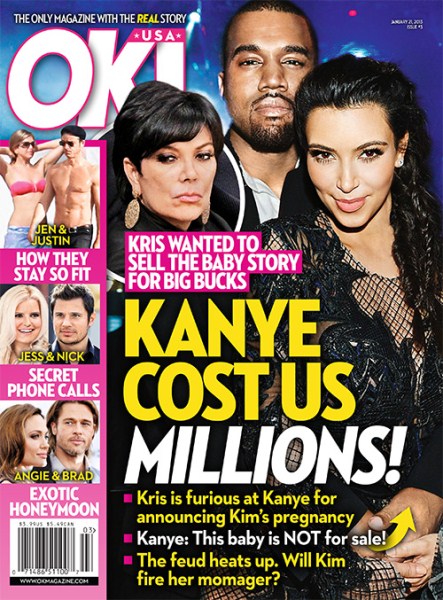 Kris Jenner Battles Kim Kardashian and Kanye West Over Selling Baby Story (Photo)
