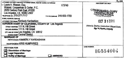 Kim Kardashian & Kris Humphries Divorce Documents (Photo)