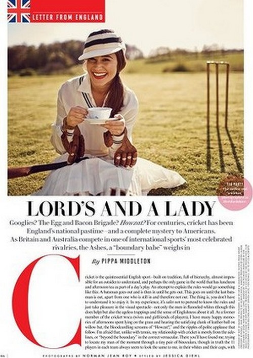 Pippa Middleton Vanity Fair: Tries To Make Us Understand Cricket and Fails But Looks Amazing (Photos)