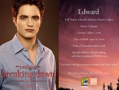 New ‘Breaking Dawn’ Robert Pattinson & Kristen Stewart Character Cards – Photos