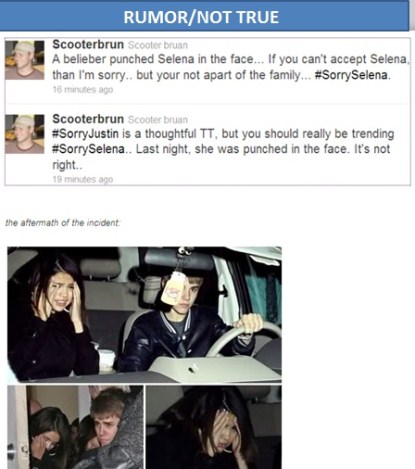 Selena Gomez Punched In The Face By A Justin Bieber Fan? WRONG!