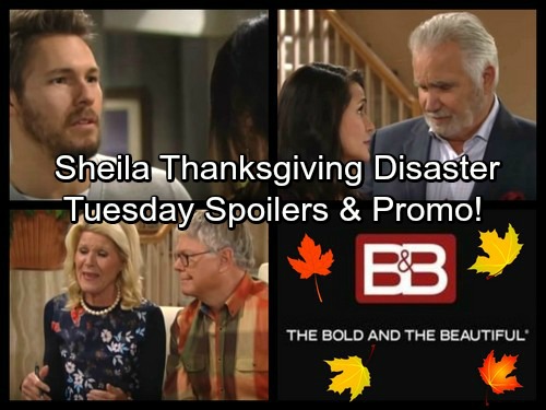 The Bold and the Beautiful Spoilers: Tuesday, November 21 – Sheila’s Thanksgiving Disaster – Liam Apologizes, Bill Feels Guilty