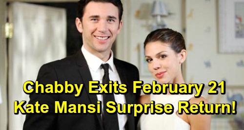 Days of Our Lives Spoilers: Billy Flynn and Kate Mansi Tease Chabby Sendoff, Big Shockers – Abigail’s Surprise Solo Return