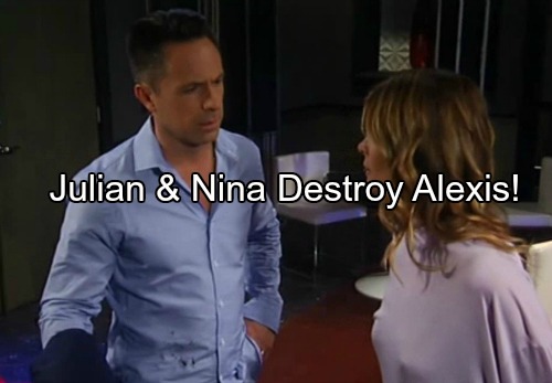 General Hospital (GH) Spoilers: Julian Makes Deal with Nina to Seal Alexis Fate as Carlos’ Murder Suspect