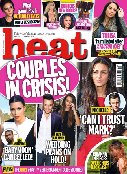 Kim Kardashian and Kanye West Babymoon Conflict: Heat Magazine Cover