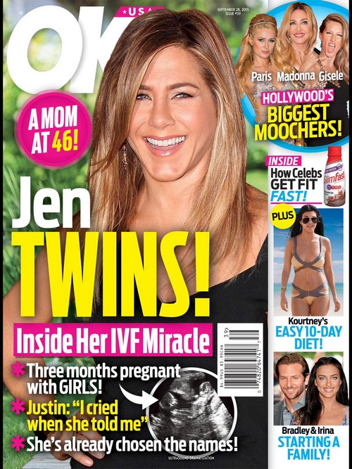 Jennifer Anniston NOT Pregnant With Twin Baby Girls With Justin Theroux Named Lila and Ava – Fake Ultrasound