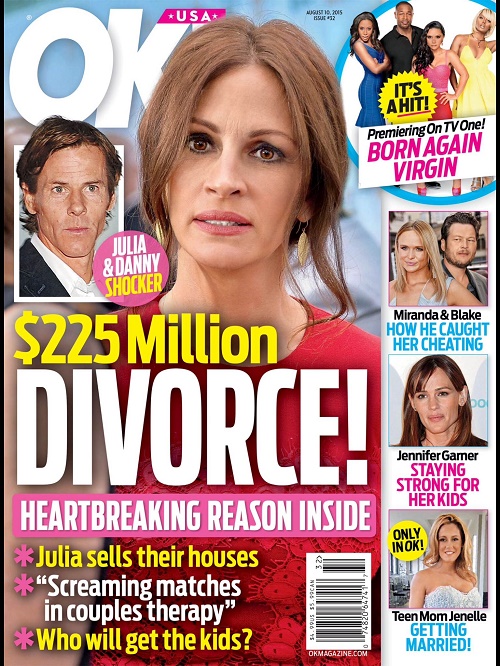 Julia Roberts Divorce: Danny Moder Pulling Plug After 10 Years, Terrified Custody Battle To Ensue Over Three Kids?