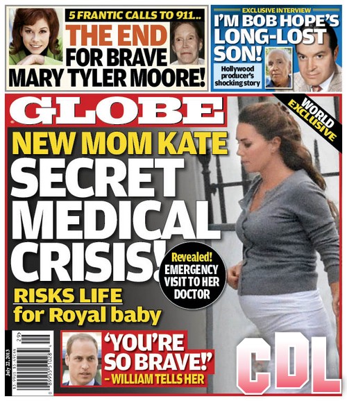 GLOBE: Kate Middleton’s Baby Scare – Secret Medical Crisis, Risks Life For Baby