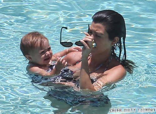 Kourtney Kardashian and Penelope Scotland Disick Go Swimming! (Photos)