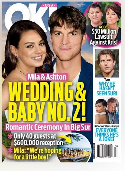Ashton Kutcher and Mila Kunis Wedding – Married In Big Sur – Pregnant With Baby Number Two?