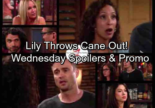 The Young and the Restless Spoilers: Wednesday, August 2 – Lily Kicks Cane Out – Charlie Gets a Shock – Sharon Begs Paul For Help