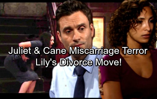 The Young and the Restless Spoilers: Cane and Juliet Miscarriage Terror – Cane Torn Over Lily’s Divorce Plans