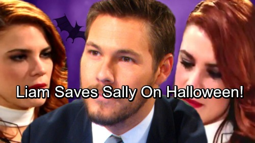 The Bold and the Beautiful Spoilers: Sally’s Halloween Is a Nightmare – Liam Saves Her from Danger, Feelings Intensify
