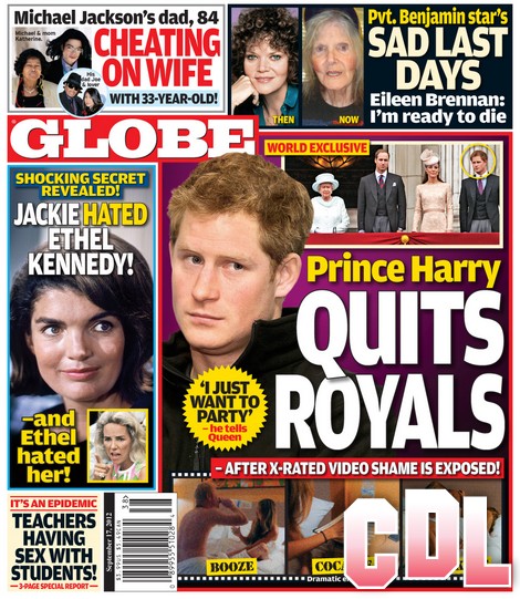 GLOBE: Prince Harry Quits The Royals: Tells Queen Elizabeth ‘I Just Want to Party’