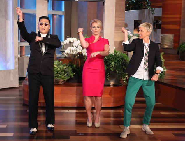 Psy From Korea Teaches Britney Spears the Invisible Horse Dance, Pelvic Thrust  VIDEO