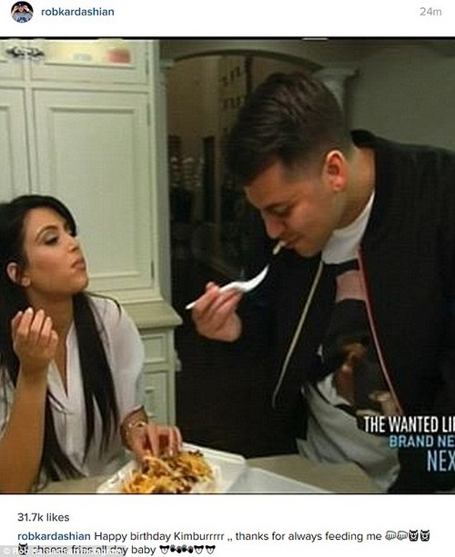 Rob Kardashian Blames Kim Kardashian For Weight Gain on Sister’s Birthday?