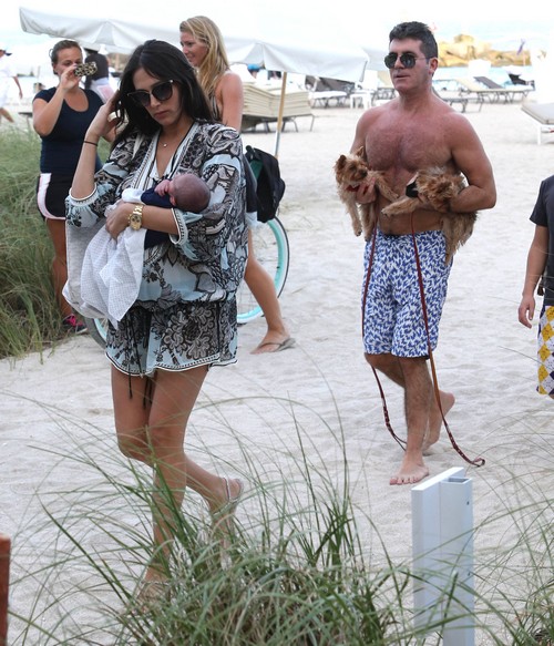 Simon Cowell And Lauren Silverman Show Off Baby Eric and Each Other In Pap Photos On Beach