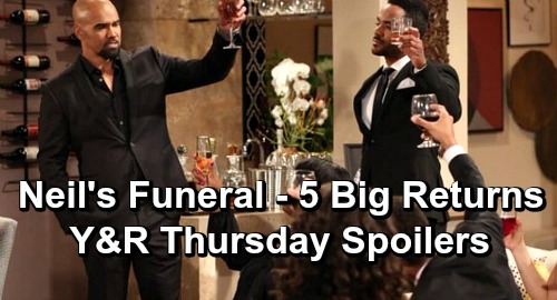 The Young and the Restless Spoilers: Thursday, April 25 – 5 Big Comebacks for Neil’s Funeral – Distraught Devon Leans on Malcolm